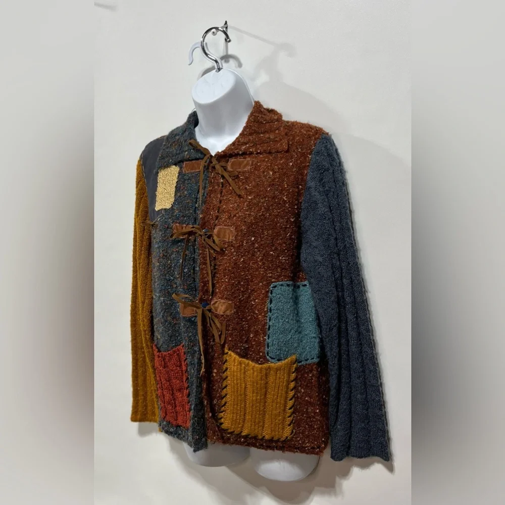 Curio Colorful Patchwork Cardigan with Toggle‎ Closures Size Medium